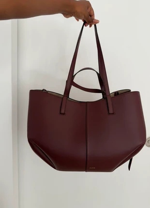 Polne Paris Leather Mini Tote Bag, Burgundy Wine